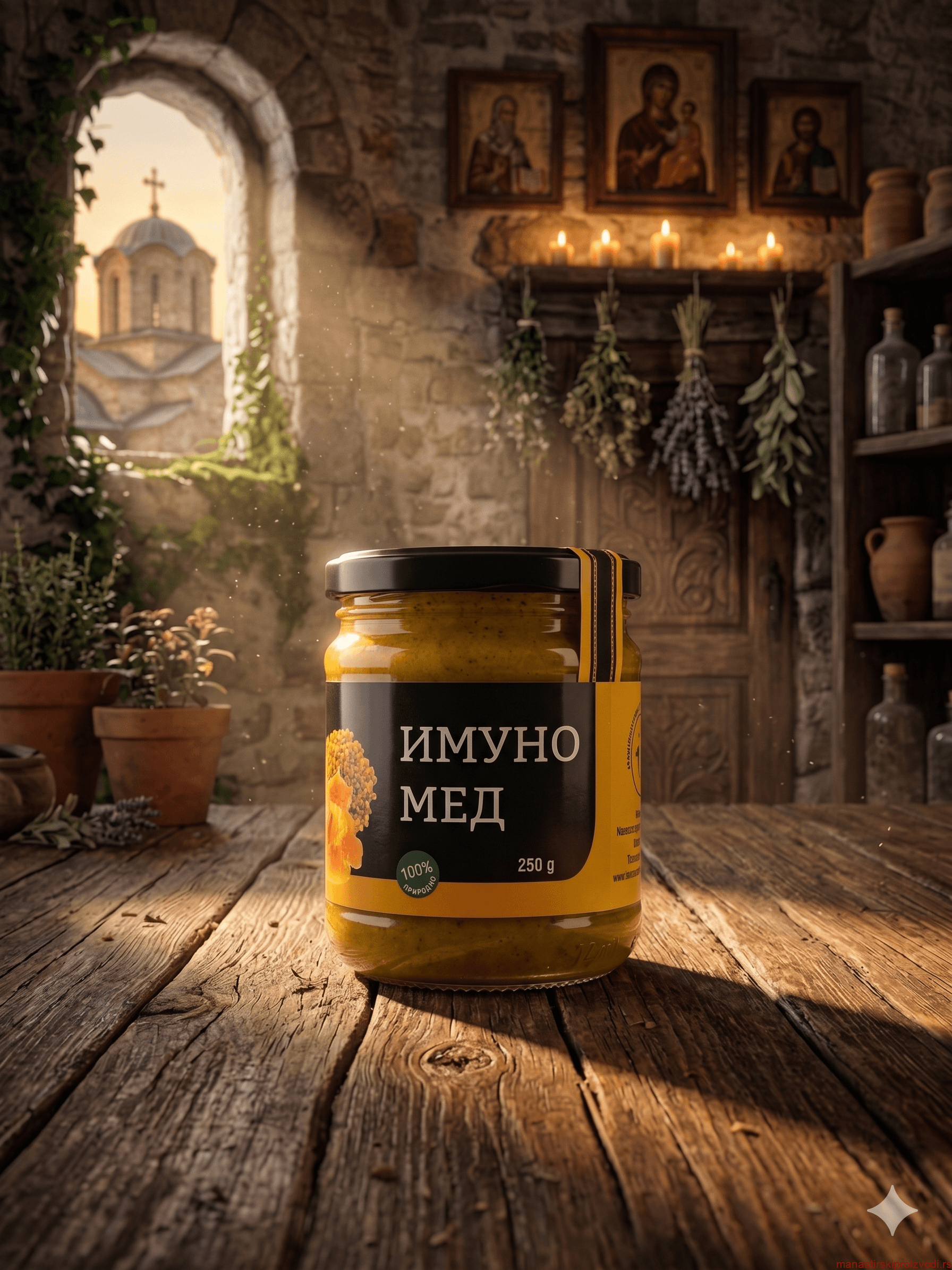 Имуно мед – Биљни коктел на бази меда (Манастир Св. Јован Богослов) 1 Имуно мед – Биљни коктел на бази меда (Манастир Св. Јован Богослов)